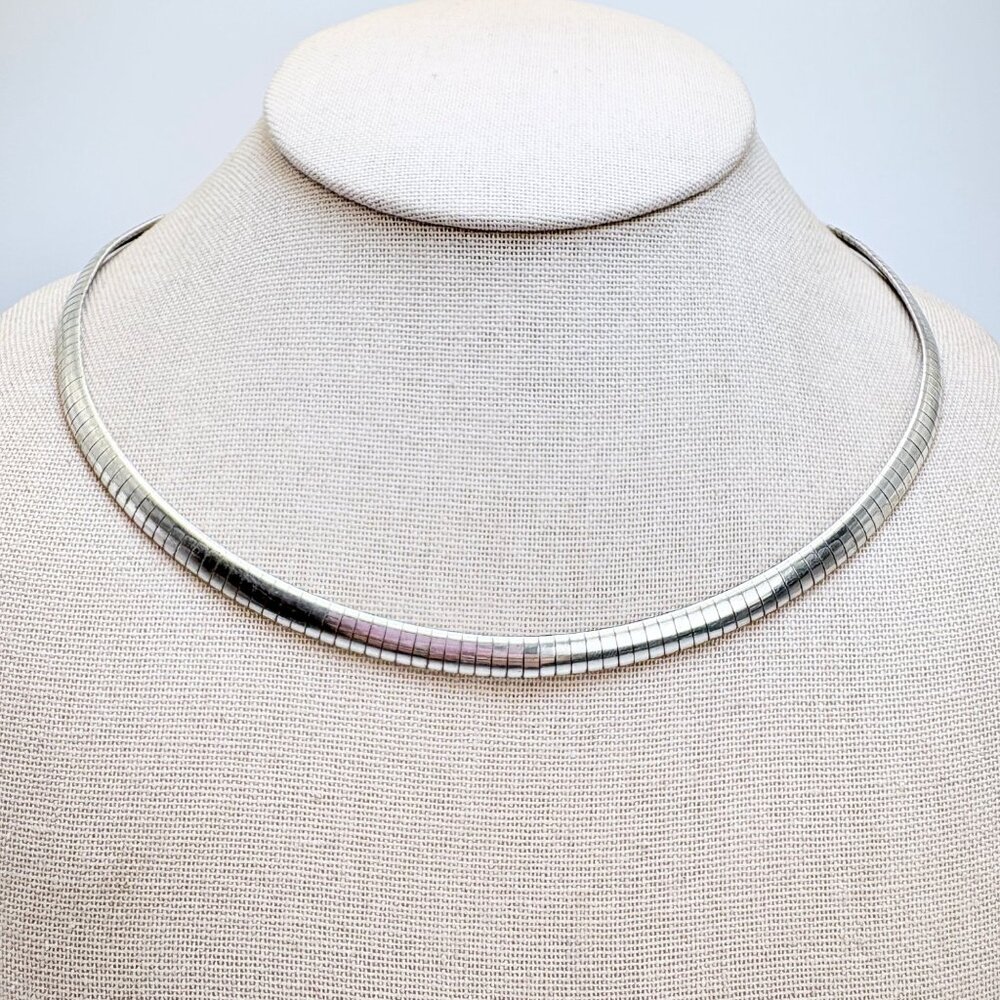 VTG Sterling Silver 925 Omega Chain Necklace Lobster Clasp Size 18.5" Length